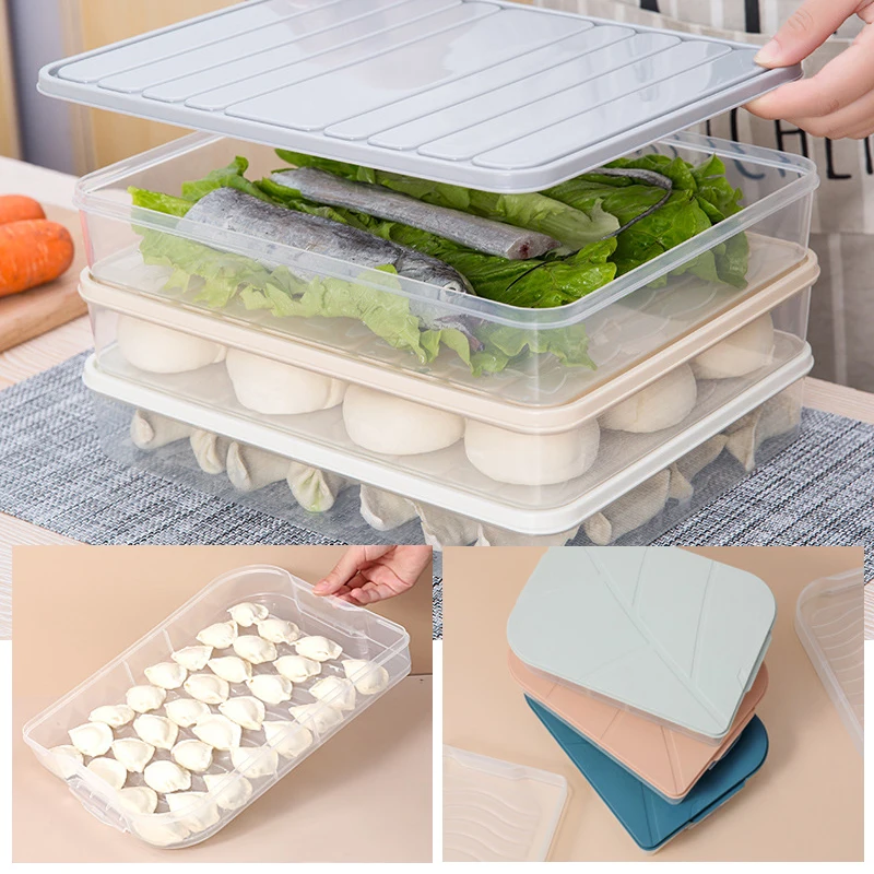 Food Storage Containers Freezer Container Plastic Food Storage Flour Freezing Box Leavening Pizza Cereals Box Food Storage Boats