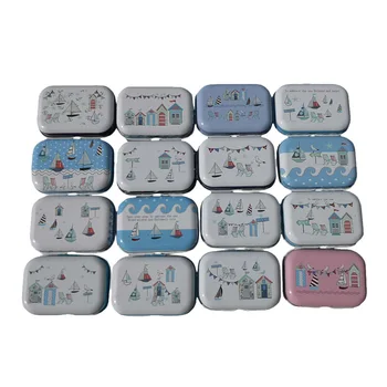 

32pcs/lot Ocean Souvenir Small Collectables Tin Boxes Metal Storage Birthday Christmas Gifts Sailboat Patern