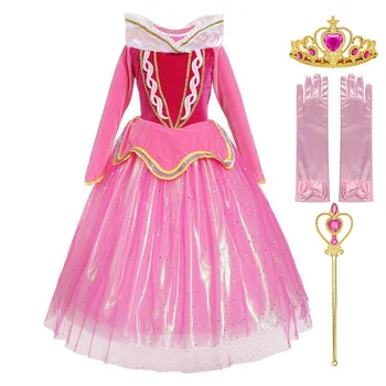 

Baby Fantasy Kids Christmas Cosplay party Costume Princess Aurora Dresses Girls Halloween Costume For Kids Party Dress