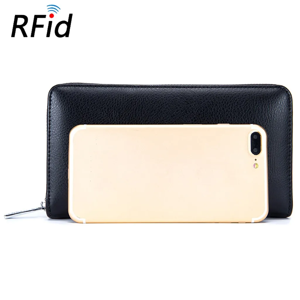 Модный женский кошелек RFID Кожаный Бумажник на молнии портмоне держатель карты Сумки Карманы Дамский бумажник-ридикюль Cartera Mujer