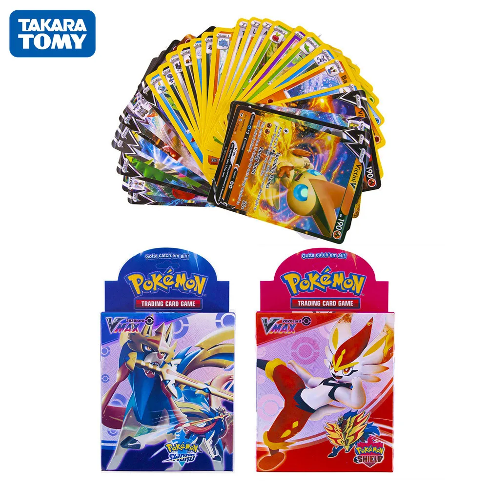 

2020 New 50pcs Pokemon Card Sword & Shield New Edition Vmax And V Cards Collectible Trading Card Game Random packaging