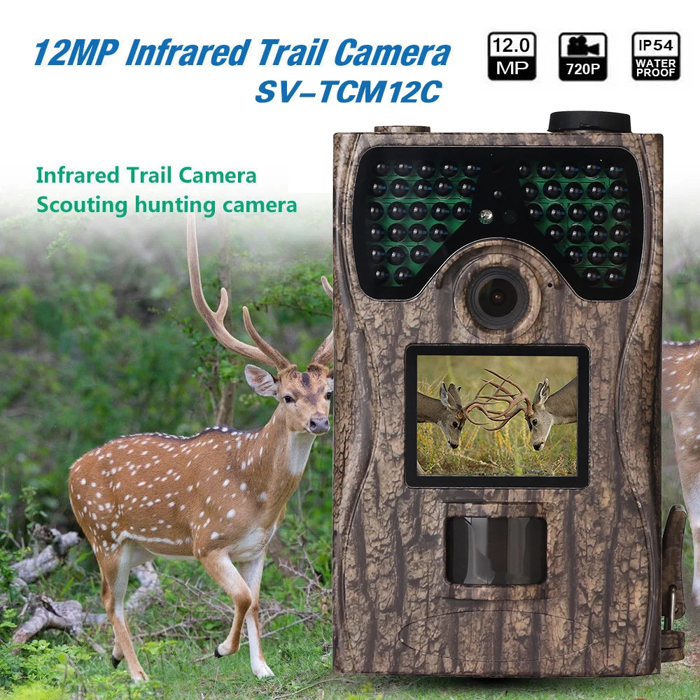 

TCM12C Hunting Camera New 12MP LCD Screen Waterproof Infrared Hunting Camera Low-Glow LED Night Vision Tracker Digital Camera