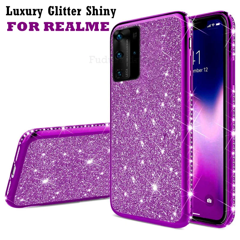 Модный Блестящий чехол ТПУ для Realme 7 6 5 3 Pro C2 C3 Global C11 C15 OPPO XT X2 блестящий мягкий со