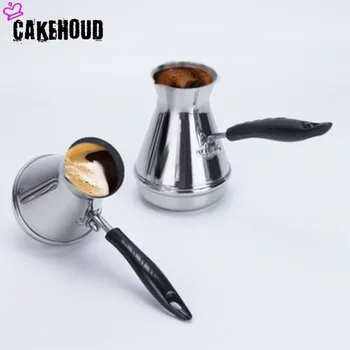 

CAKEHOUD European Long Handle Moka Pot Portable Turkish Arabian Stainless Steel Coffee Pot Butter Melting Pot Coffee Utensils