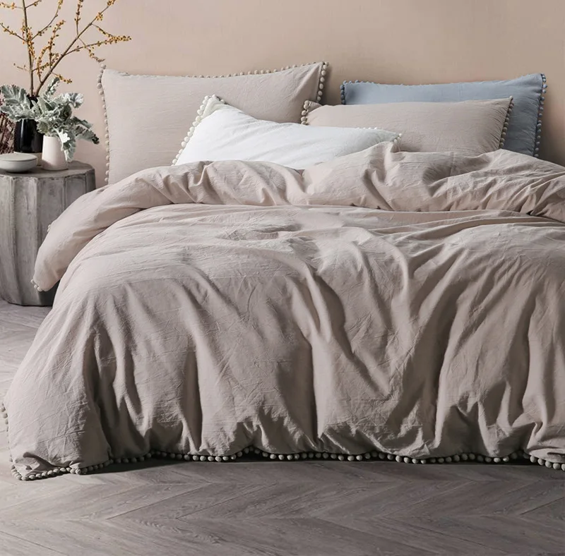 

ANNAs Good Stuff Living House Solid Color Pure Cotton Bedding Set Soft Skin Concise QuiltCover Double Queen King Bedding Article