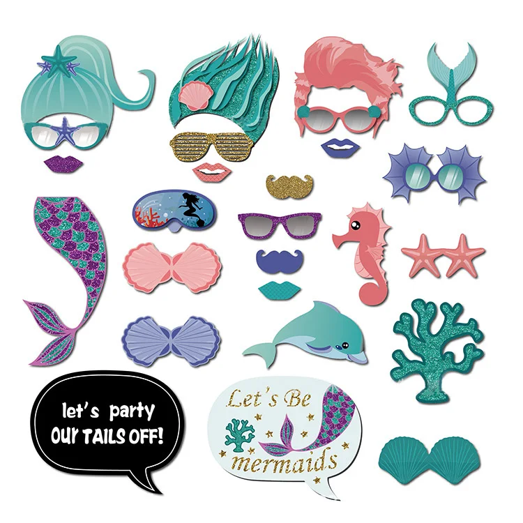 

Mermaid Photo Props Set Mermaid Birthday Party Decor Under the Sea Girl 1st Mermaid Birthday Girl Baby Shower Favor