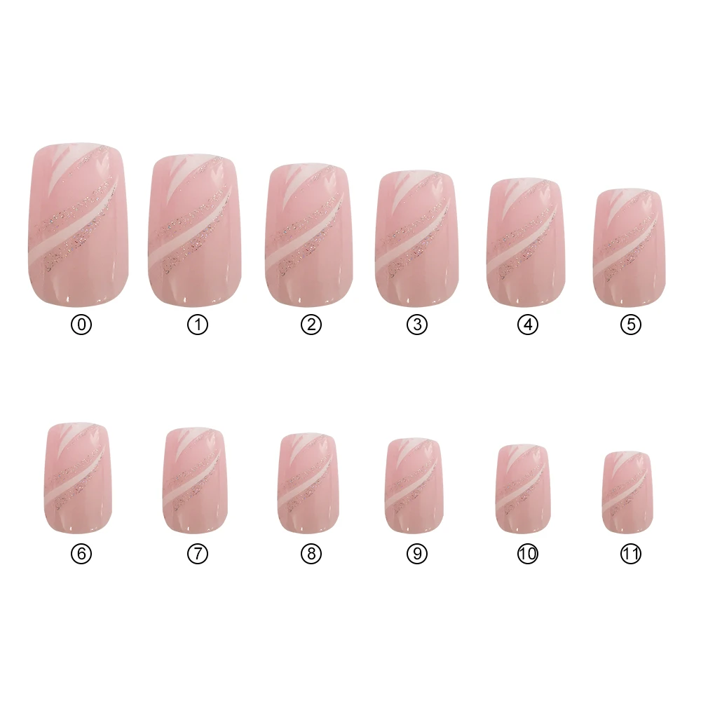 24Pcs False Nail Tips Flower Pink Heart Fashion Full Cover Fake Nail Art Decoration Young Designs Manicure Nails Tip Set8