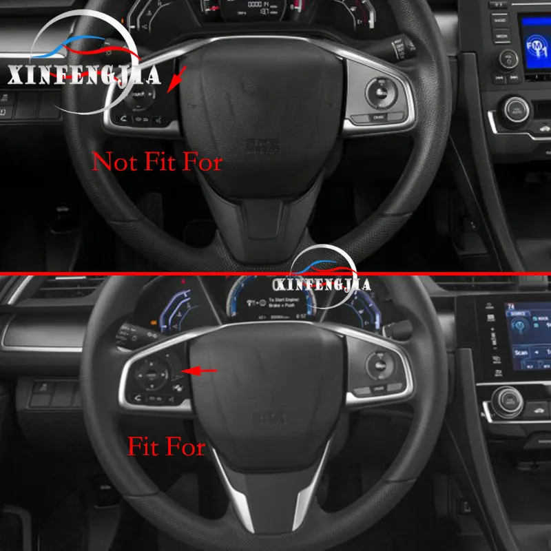 Подходит для Honda Civic 16-19 2x углеродное волокно цвет Рулевое колесо Кнопка Крышка отделка