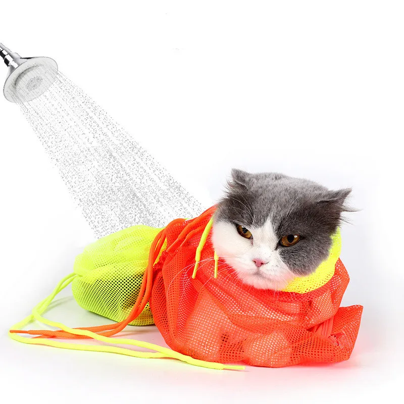 Mesh Cat Grooming Bath Bag Cats Adjustable Washing Bags for Pet Bathing Nail Trimming Injecting Anti Scratch Bite Restraint Mesh Cat Grooming Bath Bag Cats Adjustable Washing Bags for Pet Bathing Nail Trimming Injecting Anti Scratch Bite Restraint