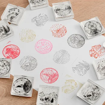 

1 pc Vintage Transparent Stamps Universe Planet Mountains Acrylic Stamps Travel Decoration Seal for DIY Scrapbooking Crafts