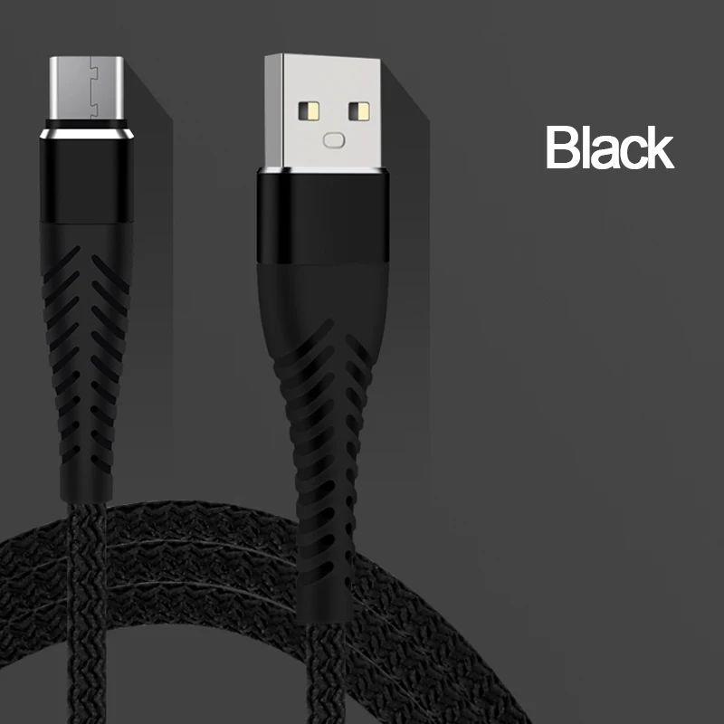 Черный 8Pin/type C/Кабель зарядного устройства микро-usb шнур для передачи данных для мобильного телефона для iphone IOS Android samsung USB-C длинный провод для зарядки 25 см/1 м/2 м/3 м - Цвет: Черный