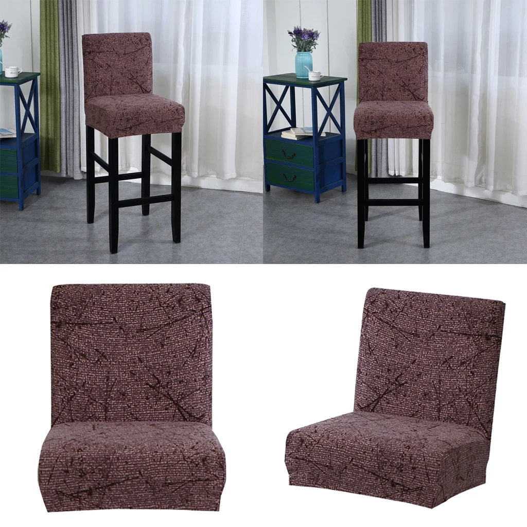 Elastic Low-back Chair Seat Cover Short Dining Bar Height Stool Slipcover Chair Pretector Replacement for Home Kitchen Hotel 