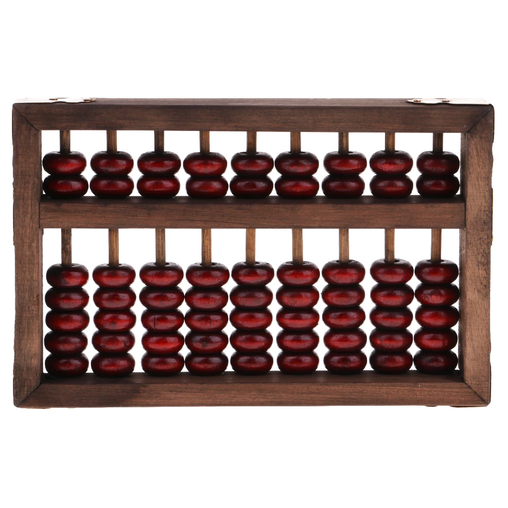 9 Column Old Vintage Abacus Chinese Soroban Tool Math Education Materials