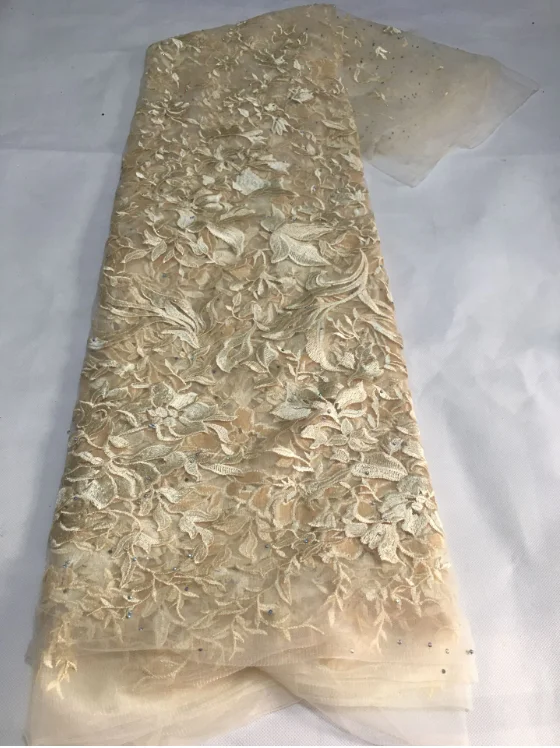 Hot Sale French Bridal Lace 2021 African gold Fabric High Quality Embroidery Nigerian Fabrics For Wedding Dress | Дом и сад