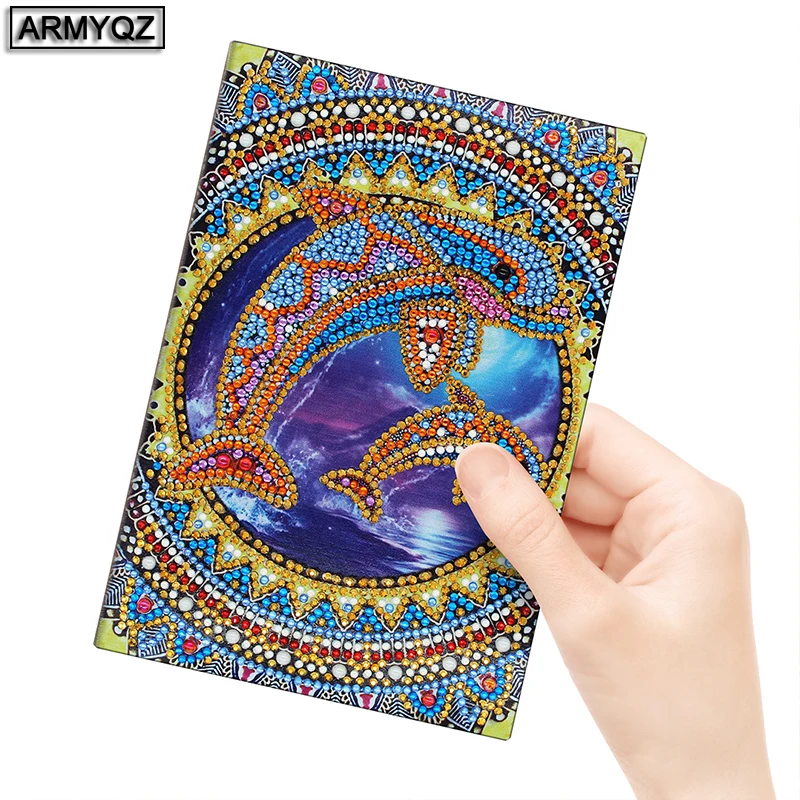 

ARMYQZ 5D DIY Notebook Diamond Painting Dolphin Special Shaped Diamond Embroidery Mosaic Picture Of Rhinestones Kits
