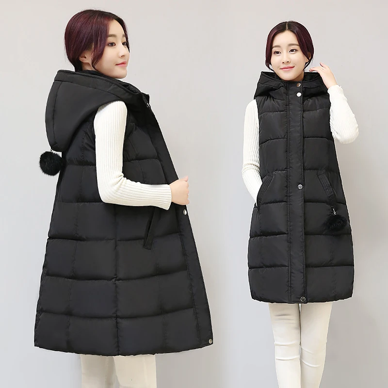 Women Hooded vest Pocket Zipper Button Coat Vest Waistcoat fashion slim solid color autumn Winter Warm outerwear ladies tops