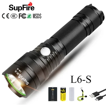 

SupFire LED Flashlight USB Torch 26650 Flash Light L6-S SST40 Linterna LED 3000lm Tactical Flashlight for Nitecore Sofirn Fenix