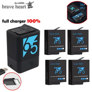 

4 Pcs battery Go Pro Hero 5 6 7 Bateria Akku + LCD USB Dual Charger for GoPro hero 5 6 Hero5 HERO5 HERO 6 hero7 black camera