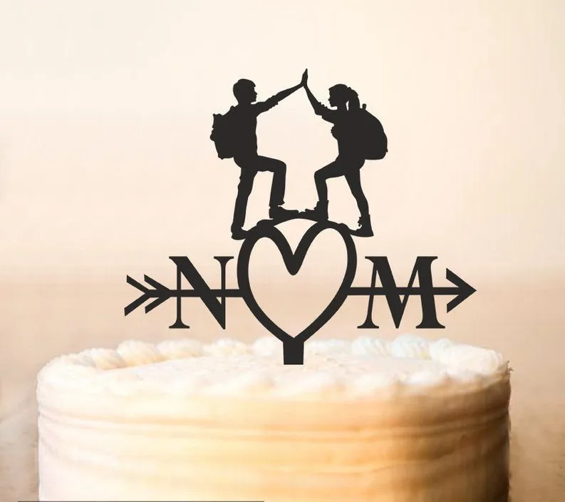 

Arrow Cake Topper, Personalized Cake Topper, Mountain Climbers Cake Topper, Wedding Cake Topper, Wedding Decoration, Silhouette,