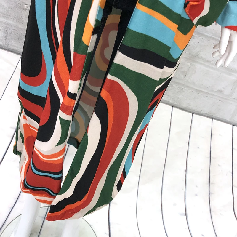 Plus Size Full Sleeve Retro Autumn Overcoat Loose Long Color Block Print Floral Trench Coat for Women Casual Winter Trench