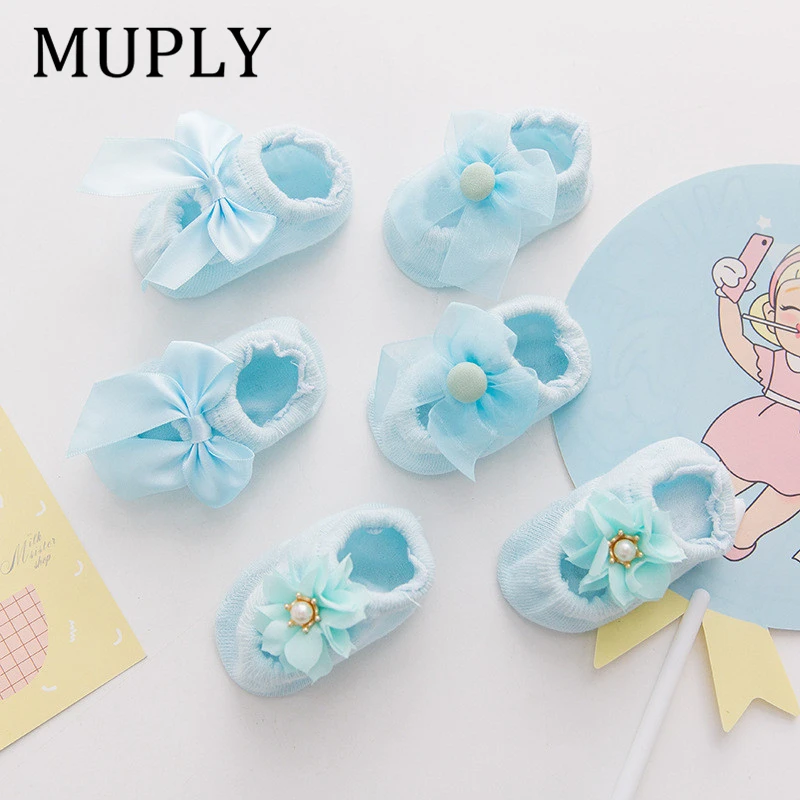 3 пар/лот кружевные носки с цветочным рисунком для новорожденных хлопковые