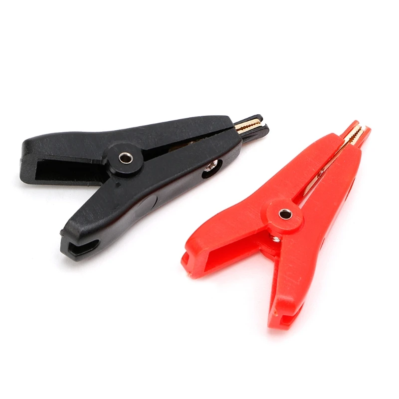 Alligator Clips Copper Plated Alligator Clip Two level Test clip Four Clamp LCR Kelvin Max Open Length 25mm Black+Red 2PCS