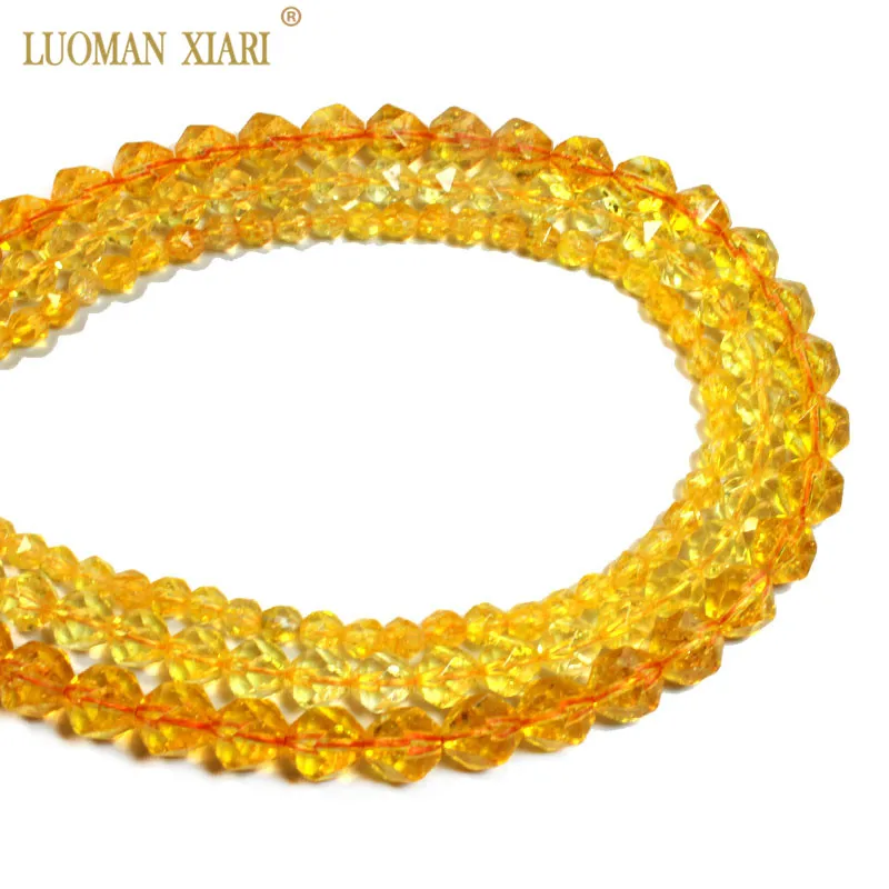 Fine AAA 100% Natural Faceted Citrine Round Natural Stone Beads Yellow Crystal For Jewelry Making Diy Bracelet Necklace 6/8/10MM 5
