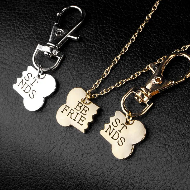 

Friendship Necklace Key Chain Best Friends Charm Dog Tag Collar Pendant Matching Gift 2 Piece Set Necklace Men Women Jewelry CM