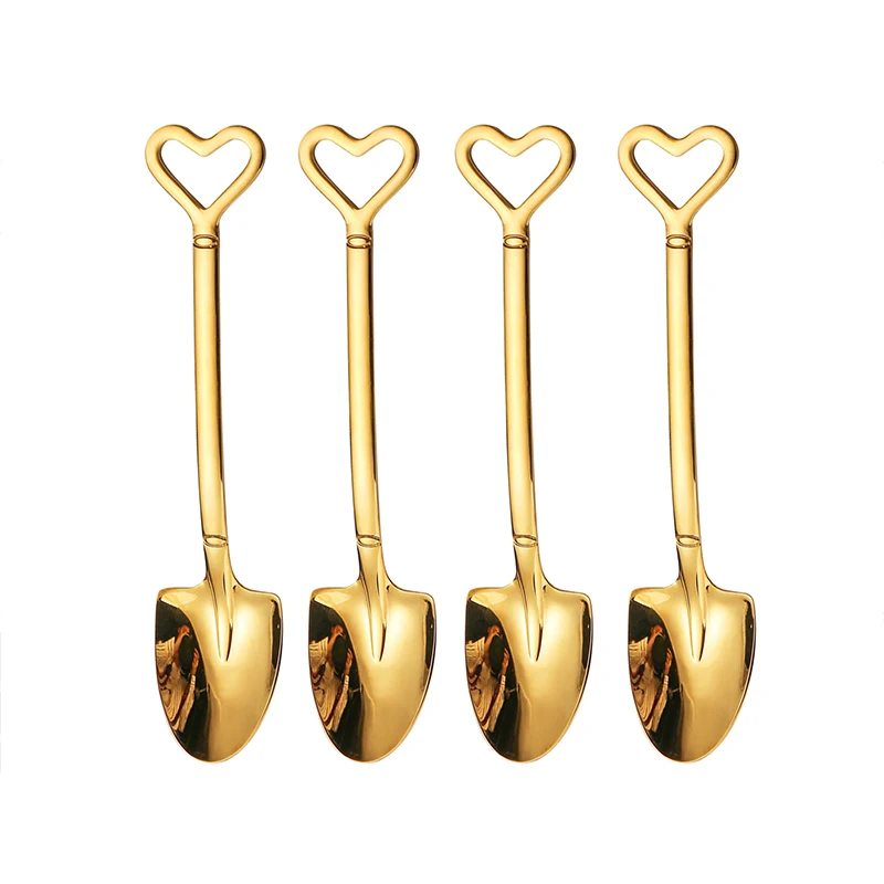 

4 Pcs/ Lot Coffee Spoon Set Creative Beer Open 304 Stainless Steel Mini Shovel Spoon Tiny Melon Spoon Dessert Ice Cream Spoons