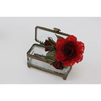 

Rose Brooch Flower Pin Red Needle Lace Handmade Made In Turkey