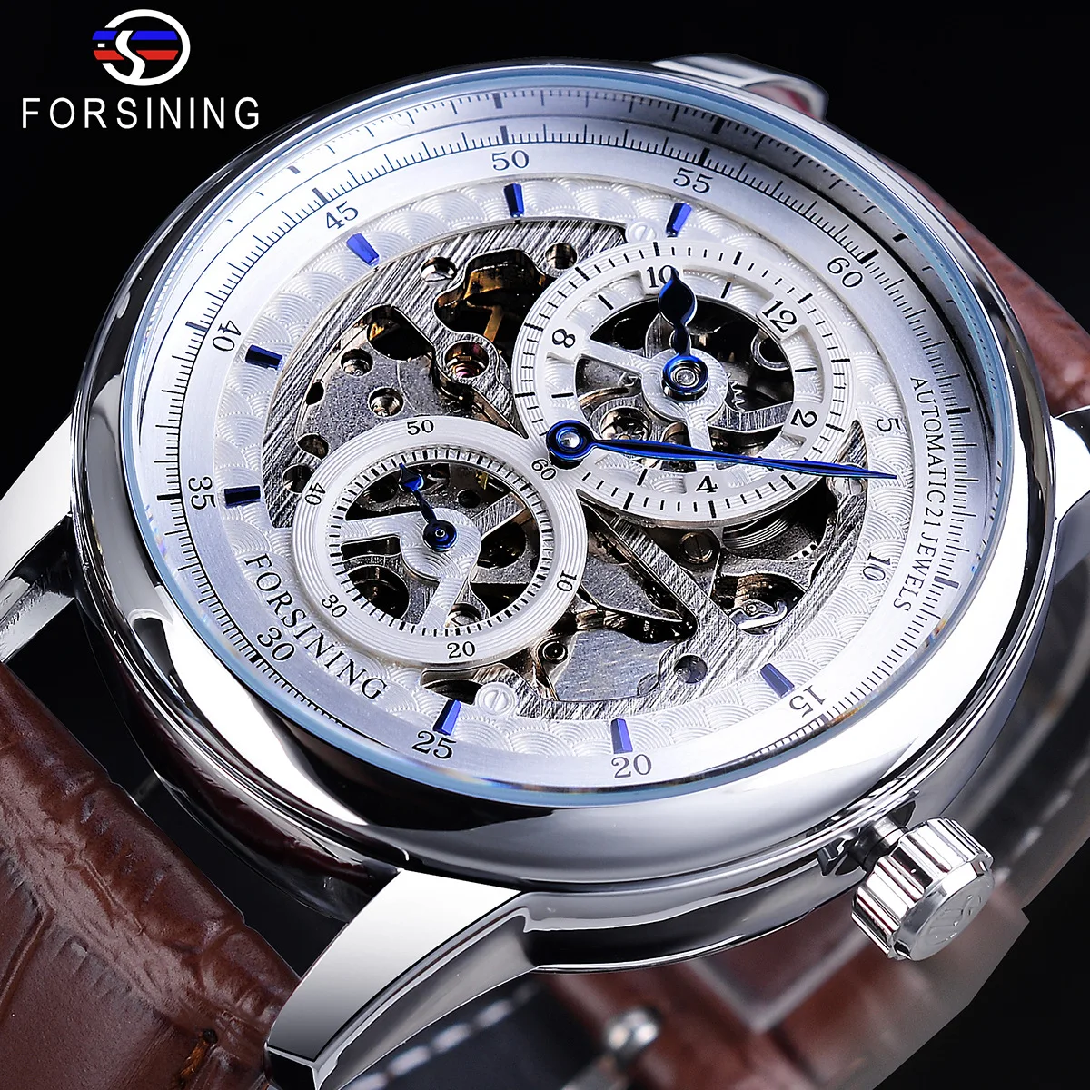 

New Forsining European and American Men's Fashion Hollow Three-Pin Separation Movement Dial Automatic Mechanical Wrist Watch