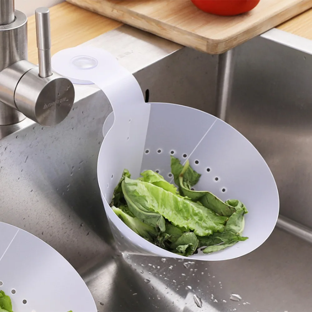 Kichen Filter Self-standing Foldable Sink Waste Drain Basket Funnel Food Waste Strainer Filter Anti-Blocking Device Accessories