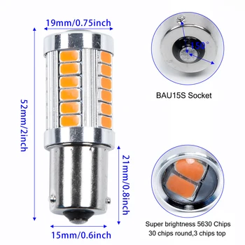 

4pcs 1156 BAU15S PY21W 1156PY Stobe LED Bulbs For Cars Turn Signal Lights Amber
