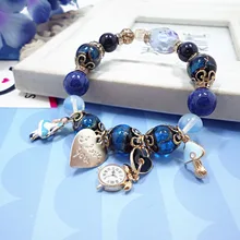 

Retro style glazed blue sandstone bracelet female lapis lazuli bracelet for women jewelry for women cuff