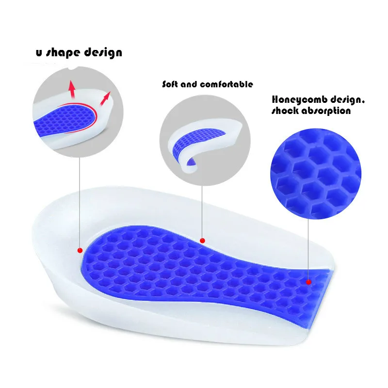 Силиконовые накладки на пятку, спортивные стельки для обуви, амортизационные мягкие удобные u-образные соты, вставки для обуви для мужчин и женщин