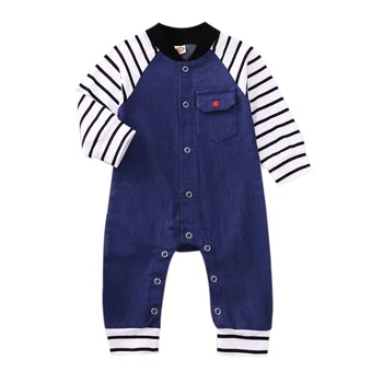 

Newborn Winter Button Rompers Long Sleeves Fall Baby Boys Cotton Denim Blue Clothes Casual Girl Jumpsuit Infant Soft Clothing