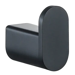 Sleek Black Bathroom Accessories Set - Robe Hook, Towel Rail, Shelf, Tissue Holder & Toothbrush Organizer (Robe Hook)