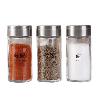 

XMT-HOME Glass spice jar salt and pepper shaker barbecue kitchen seasoning sugar powder shaker bottle for spices salt dispenser