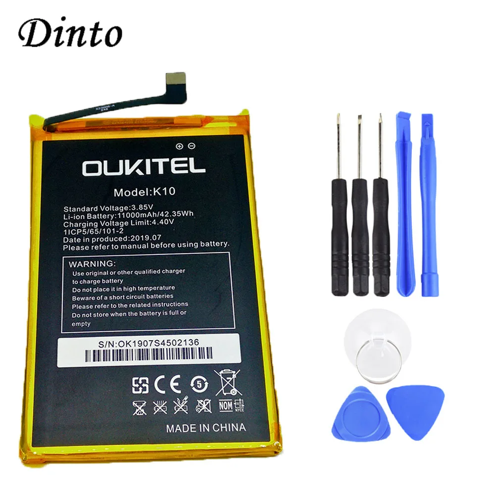 Dinto Original 11000mAh 3.85V High Capacity Replacement Oukitel K10 Mobile Phone Battery for Oukitel K10 Phone with Tools Dinto Original 11000mAh 3.85V High Capacity Replacement Oukitel K10 Mobile Phone Battery for Oukitel K10 Phone with Tools