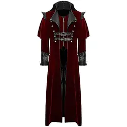 Хорошее мужское Ретро готическое длинное пальто фрак Винтаж стимпанк Длинные куртки для мужчин вампир костюм в стиле косплей для вечерние