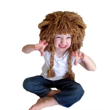 шапка Winter Warm Children's Hat Funny Lion Woolen Hat Handmade Knitted