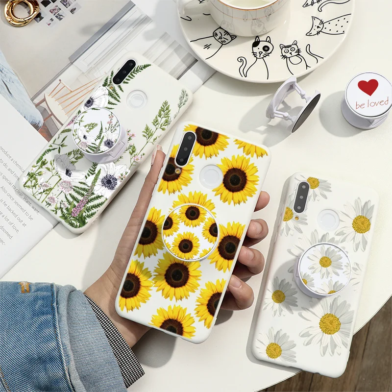 Чехол из ТПУ с цветами для Huawei P40 Pro P30 P20 P10 P9 P8 Lite E P Smart Z Y6 Y7 Y9 Prime 2019 2018 2017 чехол