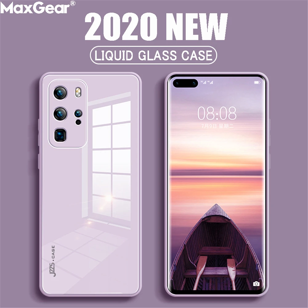 Original Liquid Tempered Glass Case For Huawei P40 Lite P30 Pro Mate Honor 20 30 5G X10 Nova 6 7 SE Lens Protection Soft Cover