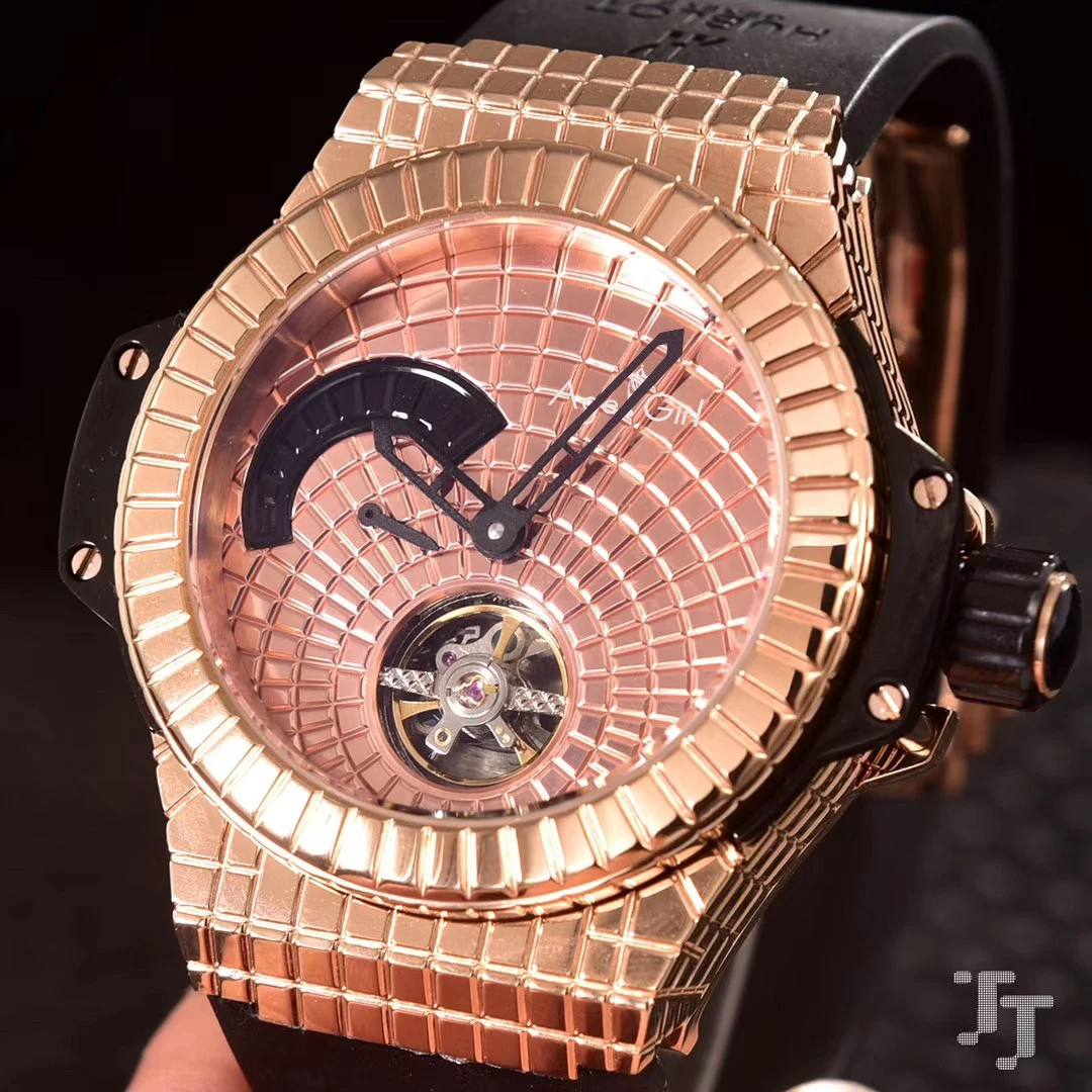 

Luxury Brand New Men Automatic Mechanical Stainless Steel Black Rose Gold Silver Rubber Sapphire Tourbillion Watch Limited AAA+