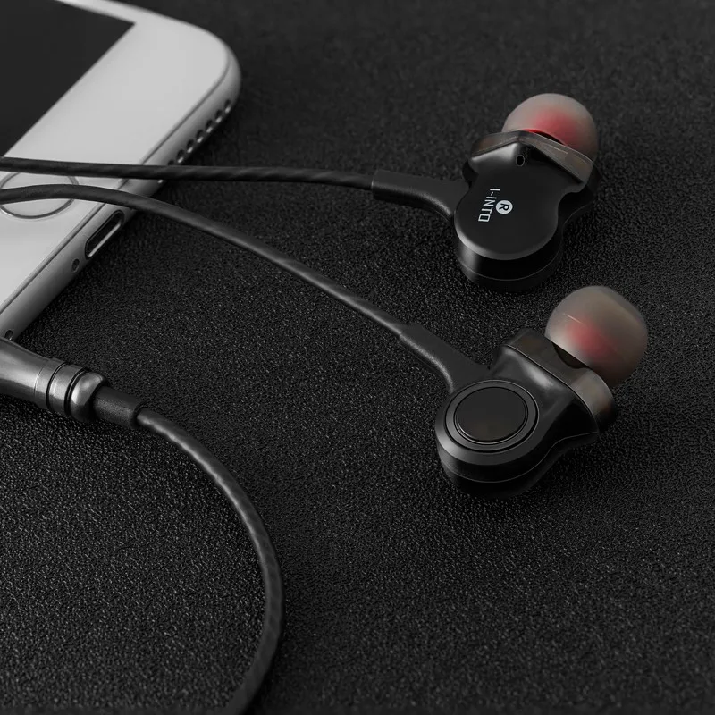 black no wic Оригинальные I-INTO i8 3DD 6 drive HIFI стерео наушники поп музыка бас DJ 3,5 мм Проводная гарнитура с микрофоном для iPhone Xiaomi huawei - Цвет: black no wic