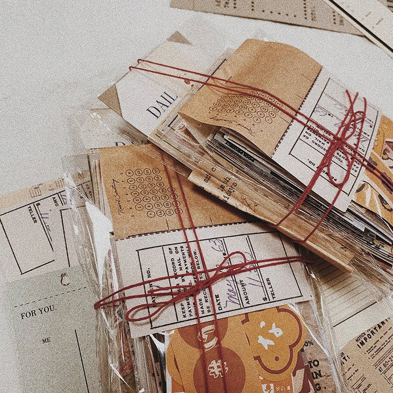200Pcs/Lot Retro Vintage Material Bills Note Decoration Stationery Sticker Diary Planner Scrapbooking DIY Journal Paper Lover