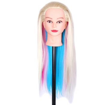 

Beauty Salon Human Hair Mannequin Practice Training Color Head Hairdressing Weaving Practice Tools