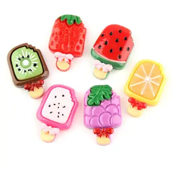 

Kawaii Simulation Food Lemon Strawberry Fruit Ice Cream Resin Cabochons Scrapbooking for Phone DIY Crafts Accessories