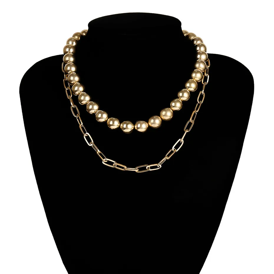 IngeSight. Z панковское многослойное круглое ожерелье-чокер с шариками из бисера, воротник для женщин, золотой цвет, панцирное кубинское ожерелье с кулоном, мужские ювелирные изделия - Окраска металла: JS02735