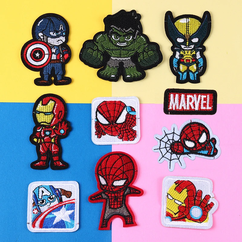 Marvel parches de hierro hombre Spiderman, Capitán América, Hulk, Thor anime de dibujos animados parches pegatinas ropa bordado apliques, parches